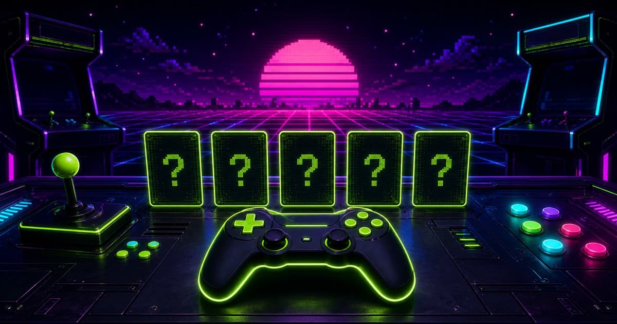 Configuración del juego de cartas misteriosas arcade de neón